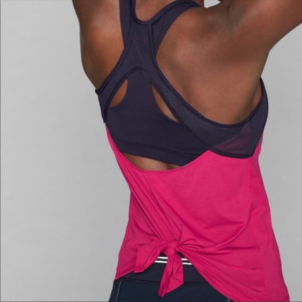 Athleta Wishbone Essence CYA Layered Support Tank Top Pink/Navy‎ I Small
